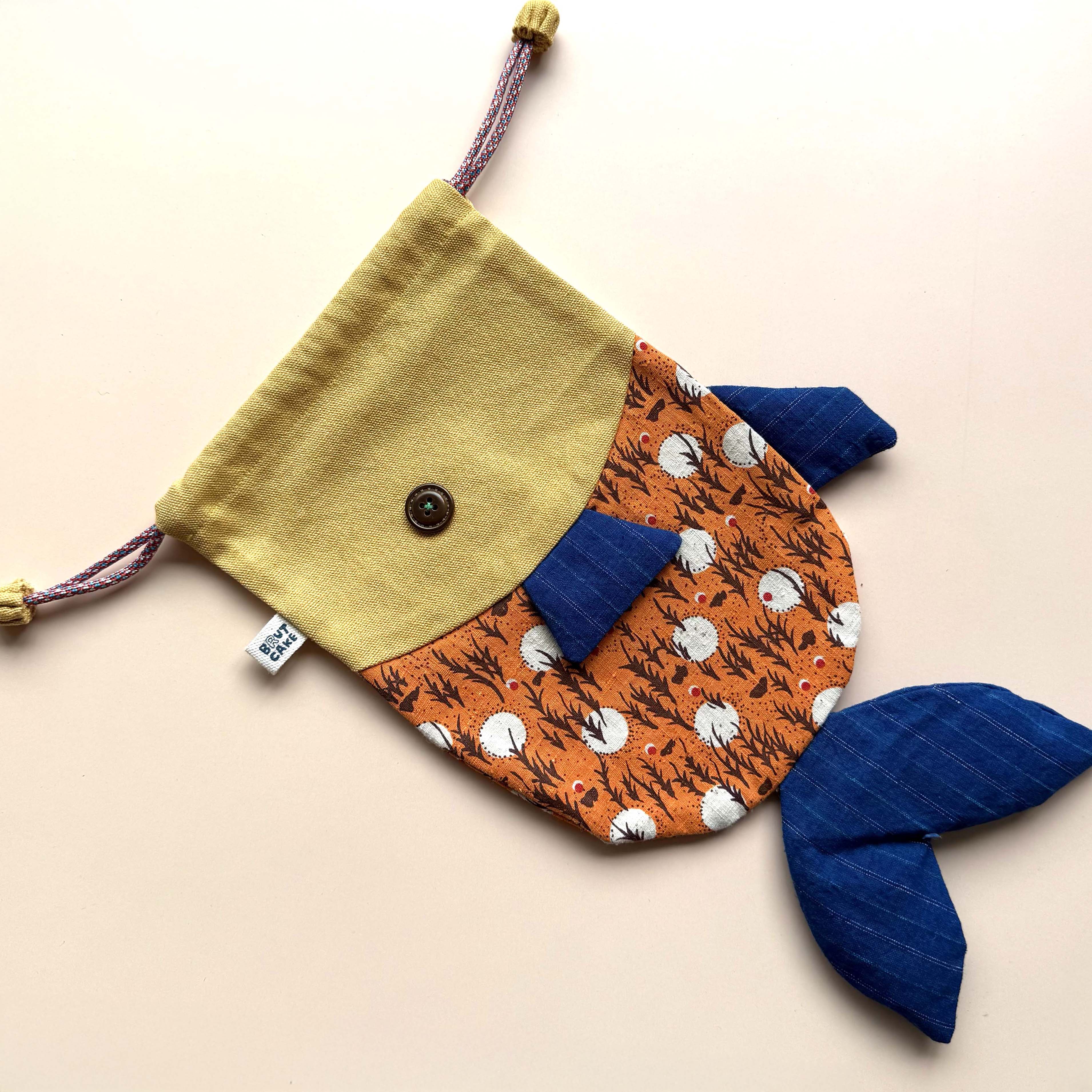 Fish Drawstring Pouch - Vintage Print Edition