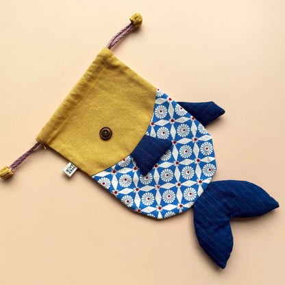 Fish Drawstring Pouch - Vintage Print Edition