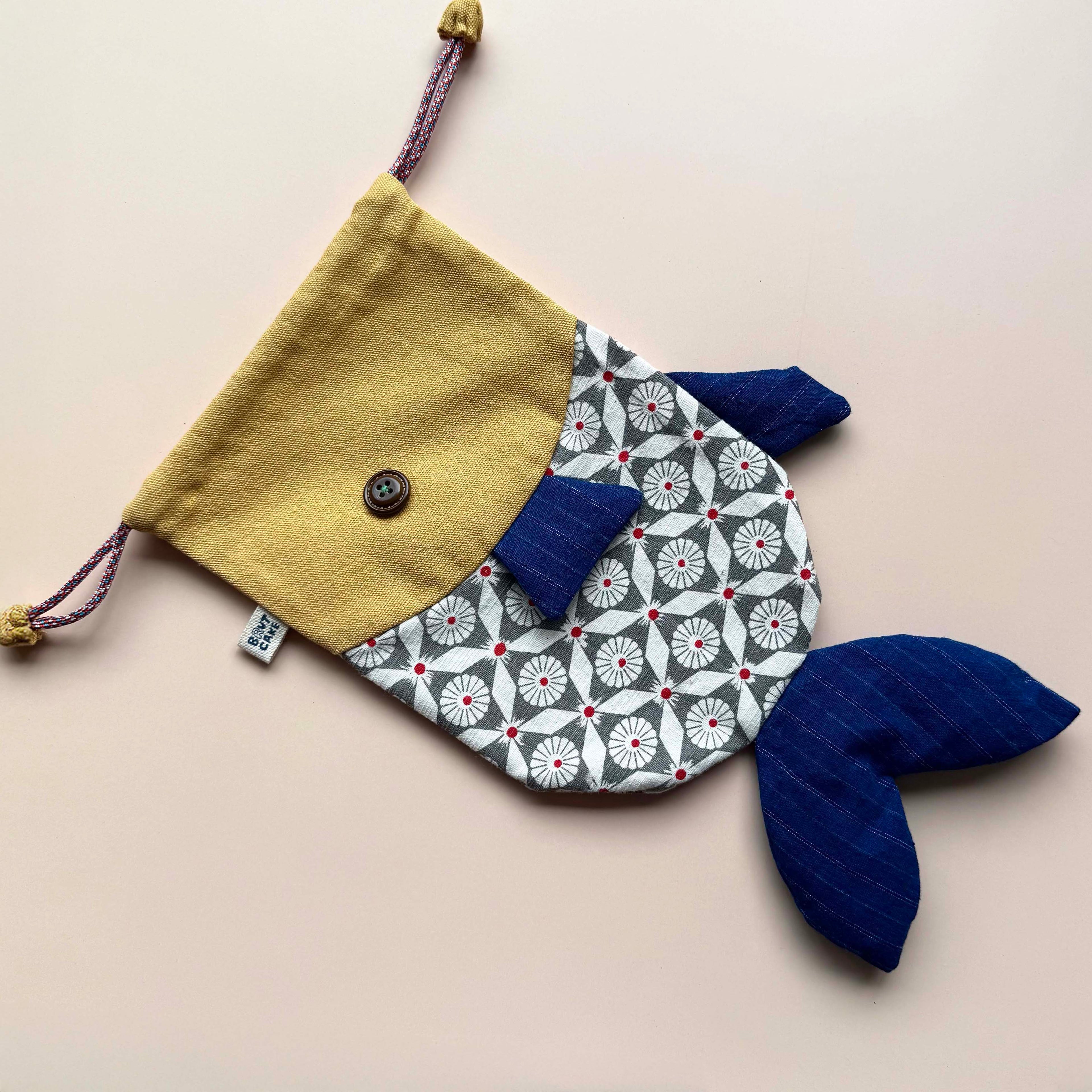 Fish Drawstring Pouch - Vintage Print Edition