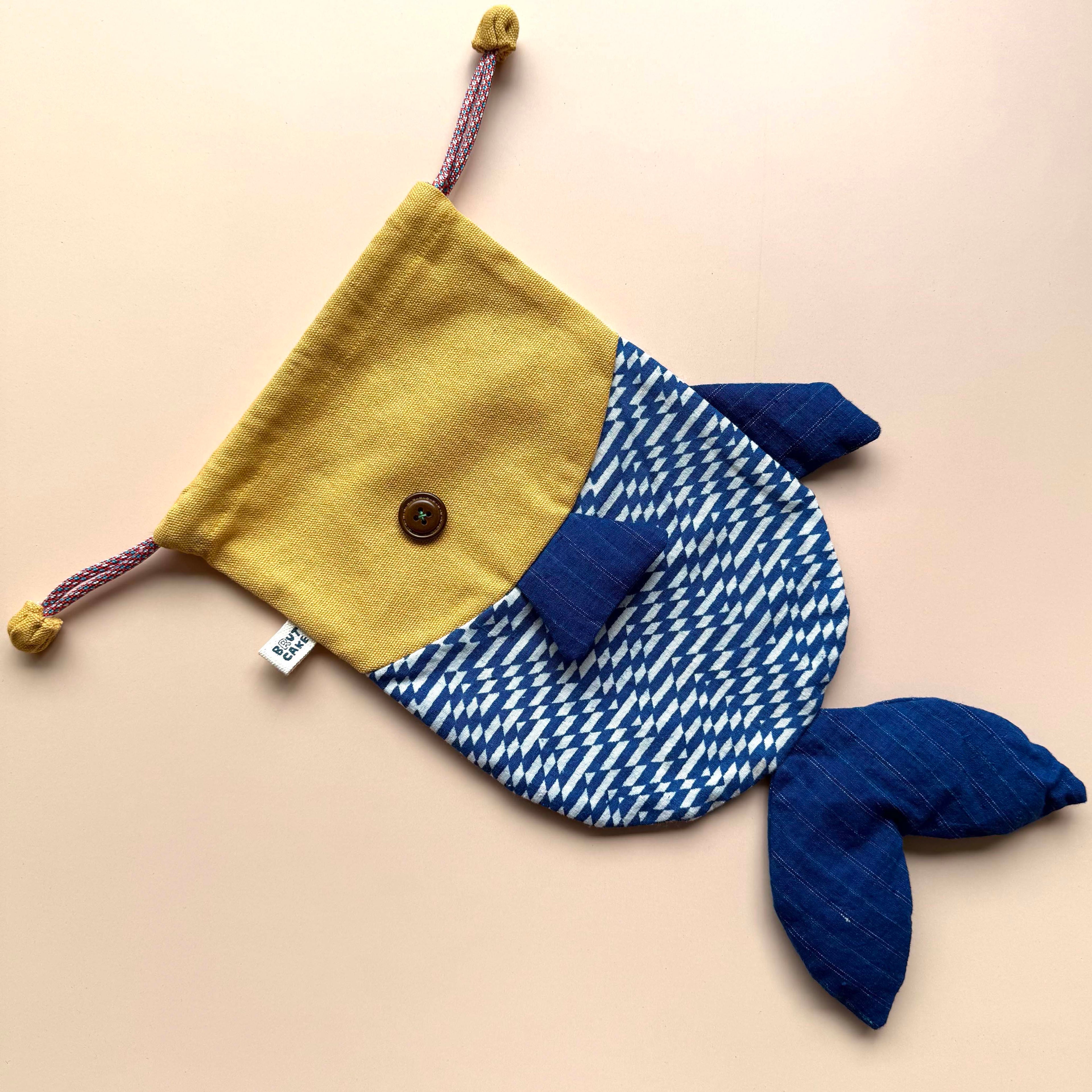 Fish Drawstring Pouch - Vintage Print Edition