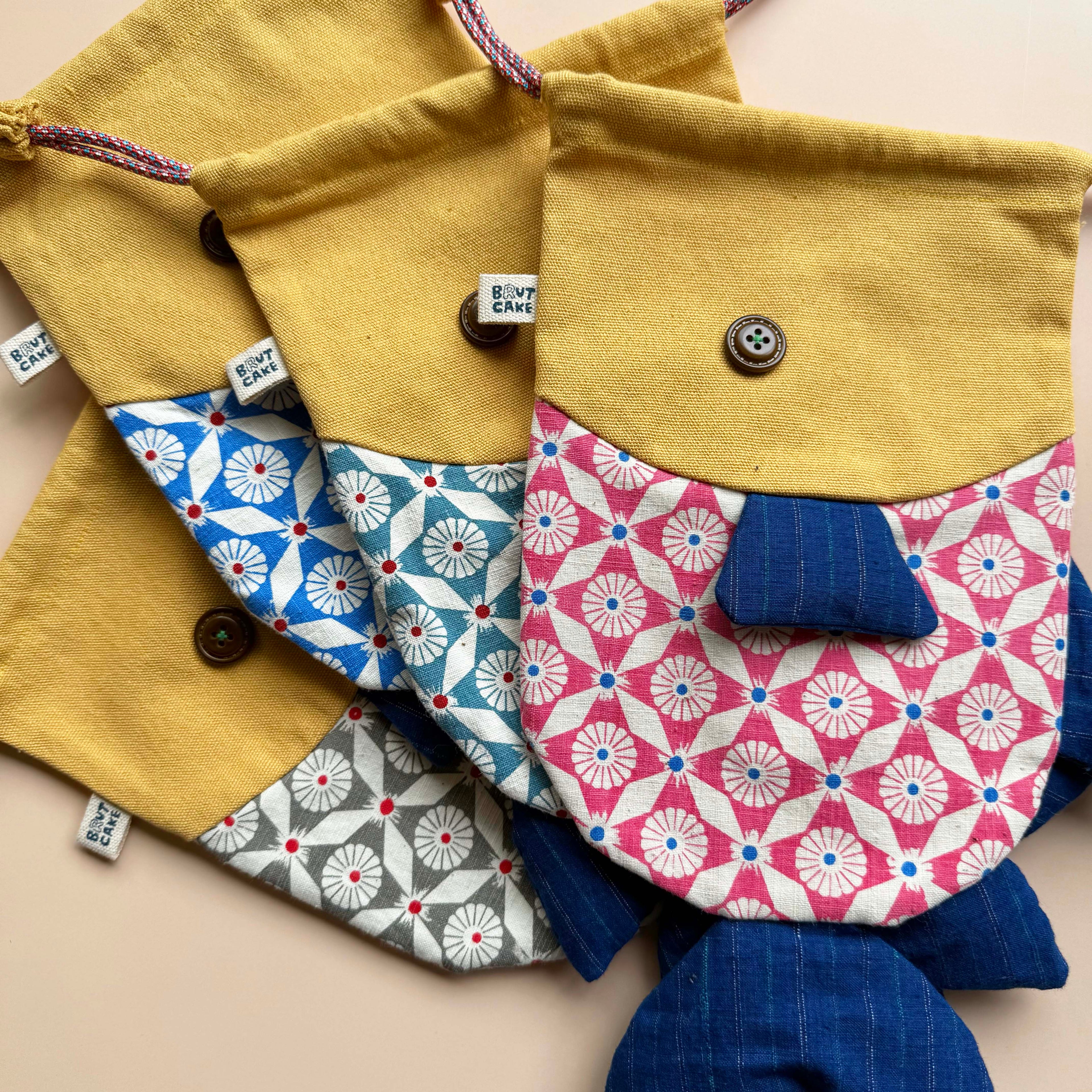 Fish Drawstring Pouch - Vintage Print Edition