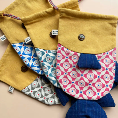 Fish Drawstring Pouch - Vintage Print Edition